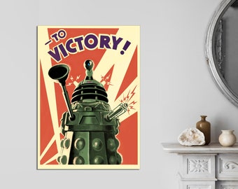 Dr Who Daleks Propaganda Canvas Poster, Vintage TV Art