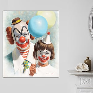 Arthur Sarnoff Clown, Clown Canvas Art, Clown Classic Poster Art, Clown Wall Art Modern Illustration Sarnoff Canvas Art Print Ready to Hang.