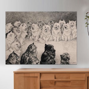 Louis Wain Cats singing, Cats by Louis Wain ,Illustration Poster, Cats singing wall art nursery kitten CANVAS print wall art  Ready to Hang.