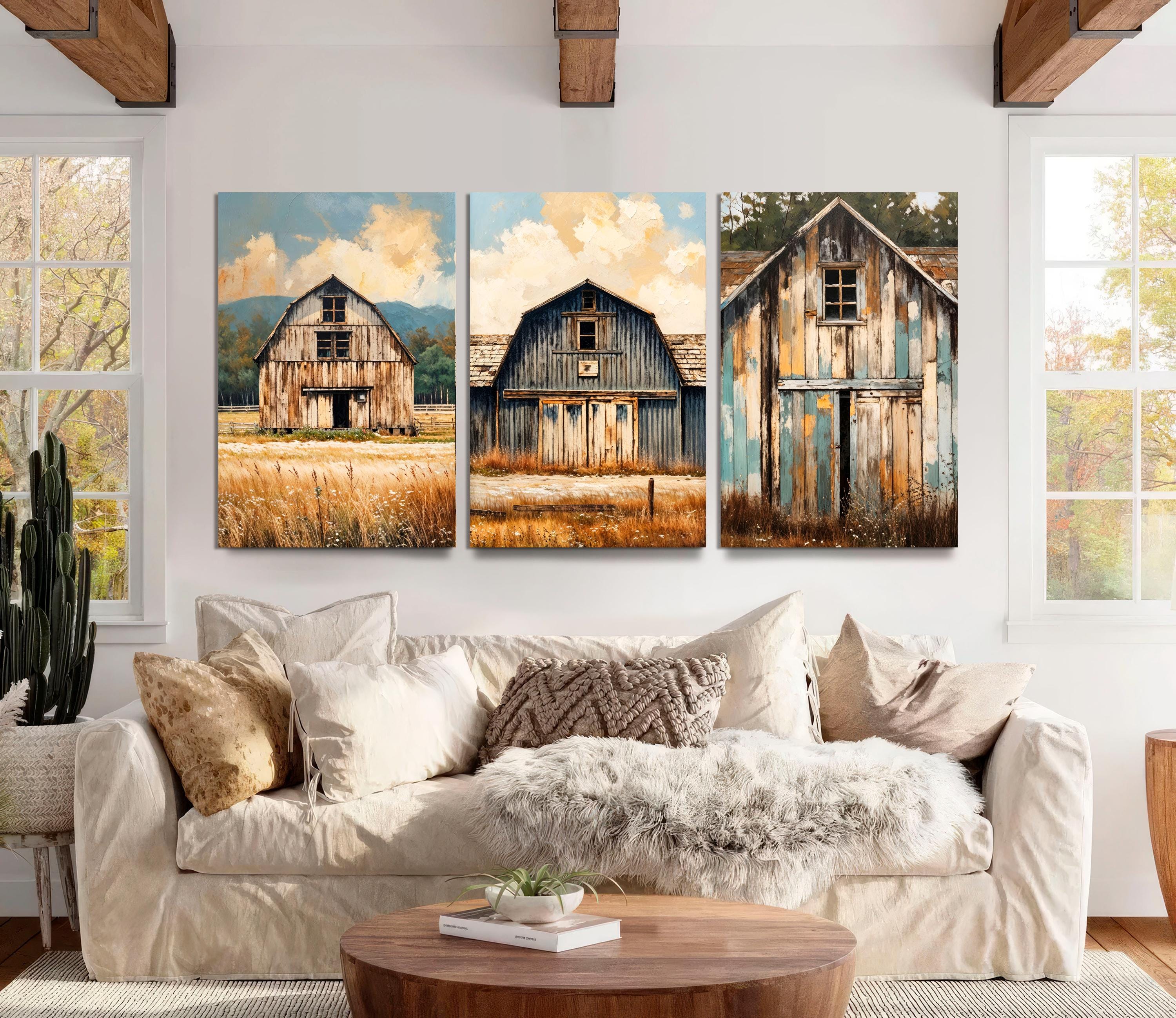 Rustic Barn Canvas Print Set, Farmhouse Wall Art - Etsy
