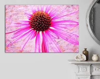 Echinacea Flower Canvas Print, Pink Floral Wall Art, Ready to Hang