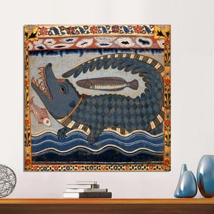 Gazi Pir Crocodile Scroll, Ancient Indian Art, Islamic Art, Muslim Art, Vintage Sufi Talisman Rumi Mystic Fine Art Canvas Art Ready to Hang.