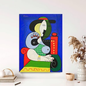 Picasso Femme a la Montre Canvas Art Print Modern Fine Art Home Decor, Ready to Hang Picasso Wall Art, Abstract Cubism Painting Reproduction