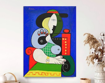 Picasso Femme a la Montre Canvas Print, Abstract Cubism Art, Ready to Hang