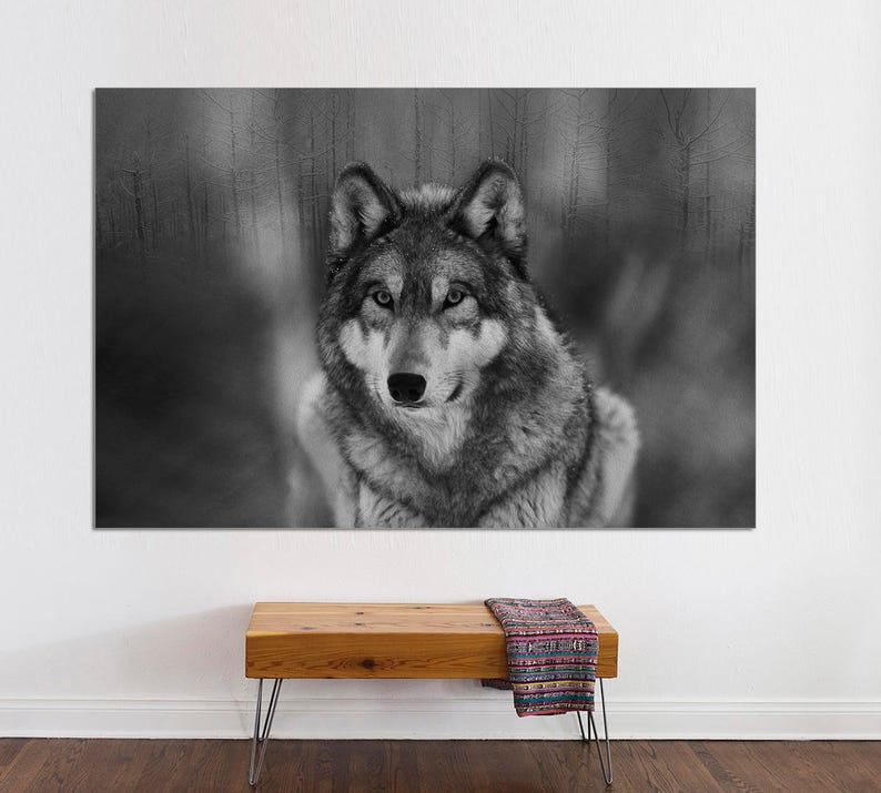 Grey Wolf Canvas Print Wolf Wall Art Canvas Print. Wall Art - Etsy