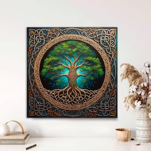 Celtic Tree of Life Wall Art, Yggdrasil Canvas, Mandala Wall Art, Norse Mythology Art, Spiritual Home Decor, Spiritual Symbolic Canvas Print