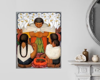 Diego Rivera Flower Festival Canvas Print, Mexican Wall Art