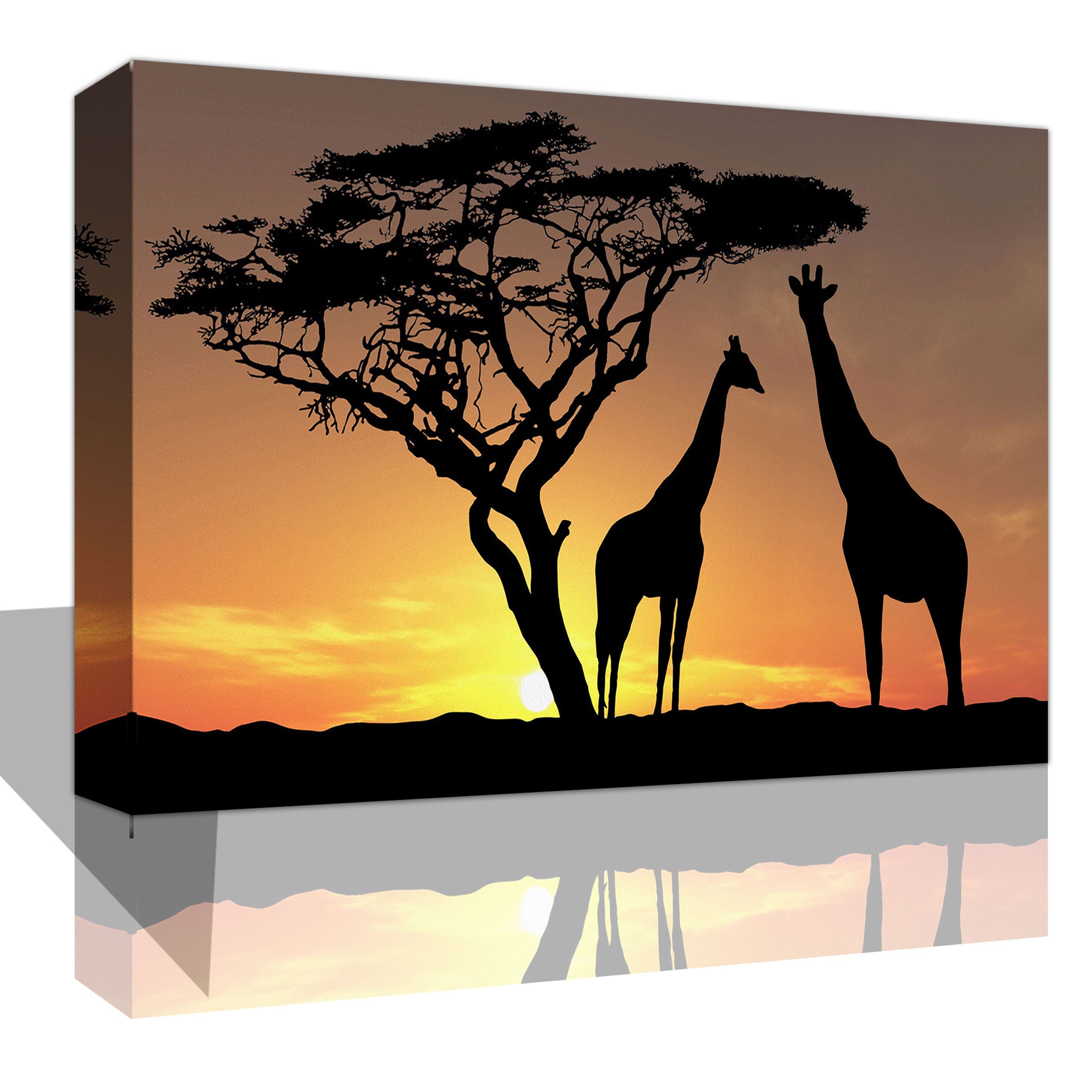 Giraffe Silhouette At Sunset, South A - Canvas Wall Art | David Slater