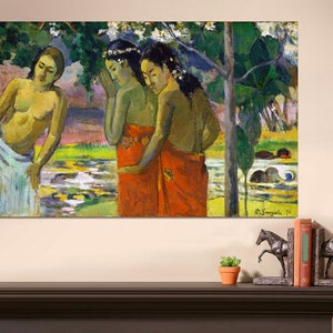 Paul Gauguin, Three Tahitian Women  1892 , Fine Art Print on Canvas, Wall Art, Paul Gauguin Art, Canvas Wall Art, Room decor Ready to Hang.