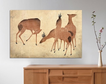 Art Nouveau Deer Canvas Print, Vintage Animal Wall Art, Ready to Hang