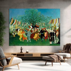 Centennial of Independence by Henri Rousseau, Henri Rousseau Canvas Print, Colorful Folk Art, Vintage Dancing Wall Art CANVAS Ready to Hang