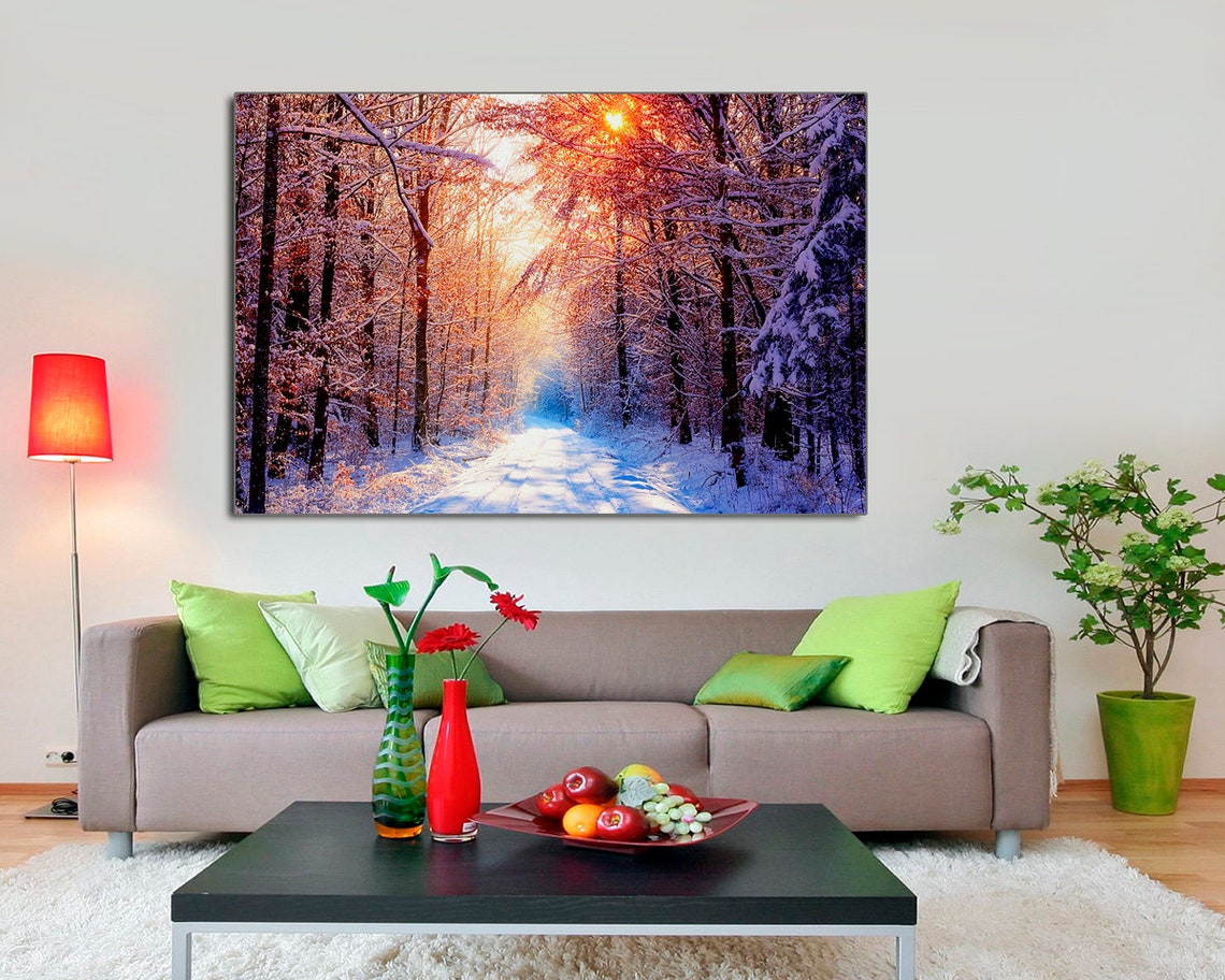 Gorgeous Winter Snow Sunset Wall Decor Wall Art Print Forest - Etsy