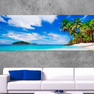 Palm Trees on a Tropical Beach, Ready to Hang, Large Wall Art Print ...