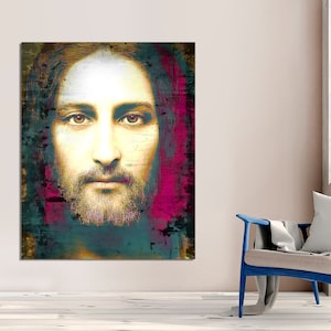Real Face of Jesus Christ, Jesus Picture, Jesus Print, Shroud of Turin, Jesus Christ Christian, Jesus Face Art Catholic CANVAS Ready to Hang