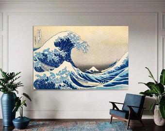 The Great Wave Off Kanagawa Canvas Print, Japanese Art Ready to Hang