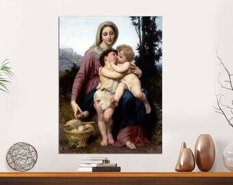 The Holy Family by William-Adolphe Bouguereau, Canvas Print Ready to Hang,  Bouguereau Canvas Print, Angels in Painting, Classic Wall Art