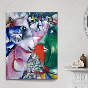 Marc Chagall Canvas Wall Art, I and the Village Art Print, Chagall Artwork, Expressionism Art, Country Life, Gift idea CANVAS Ready to Hang.