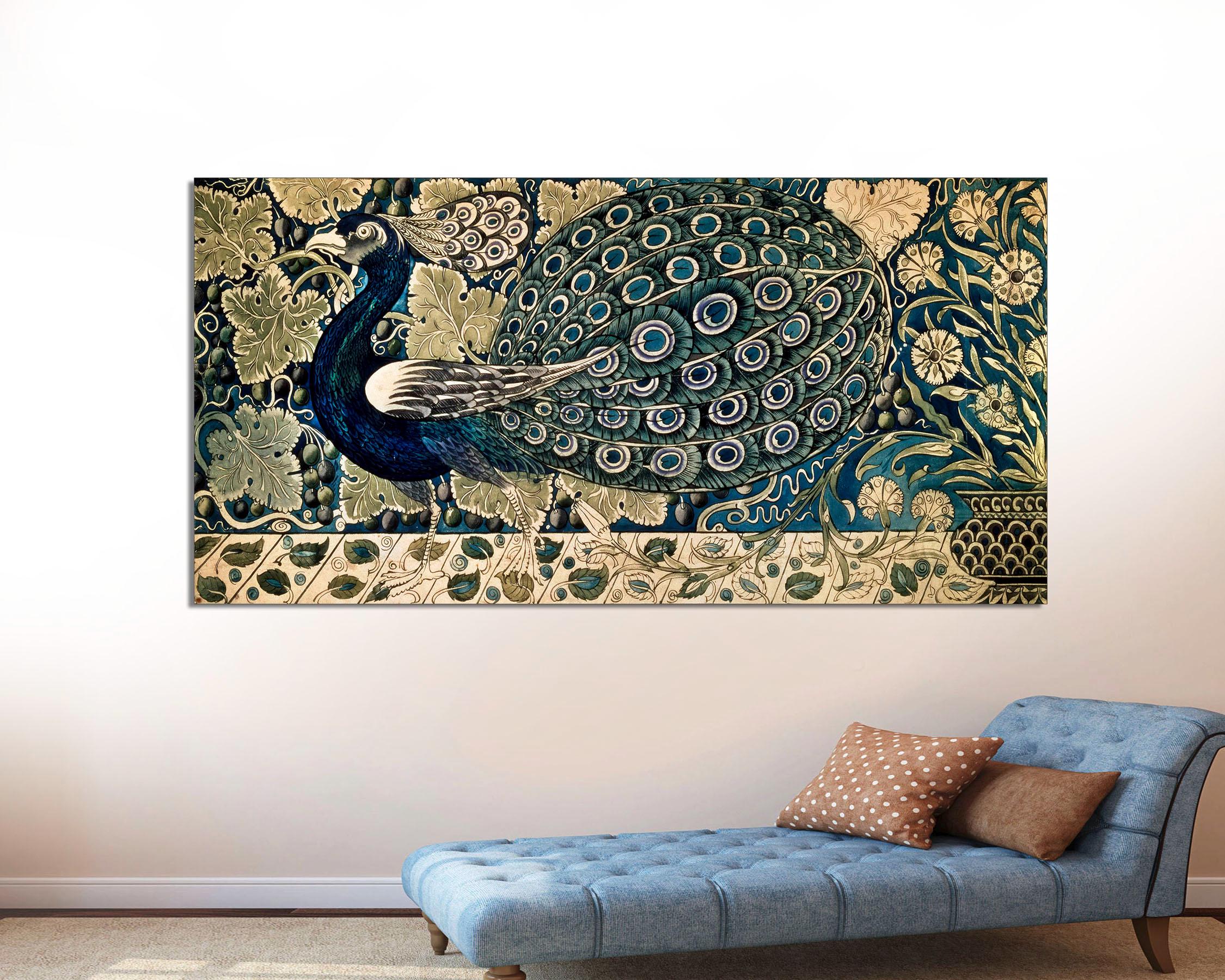 ★Original ART  ‘Peacock’ Peacock in Red Spike Flowers Original Painting - Etsy