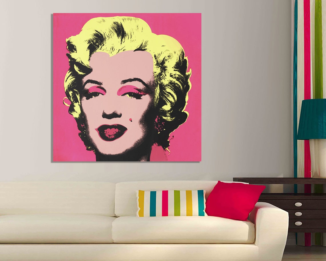 Marilyn Monroe Andy Warhol Canvas Print Pink background | Etsy