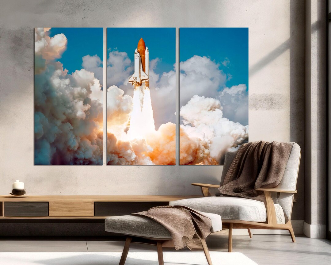 Space Shuttle Launch 3-panel Canvas Print, Rocket Wall Art - Etsy