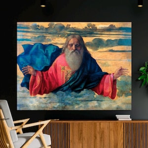 Eternal Father By Giovanni Bellini Religious Art, God Portrait Painting Print, God the Father, Holy Trinity Wall Art on CANVAS Ready to Hang
