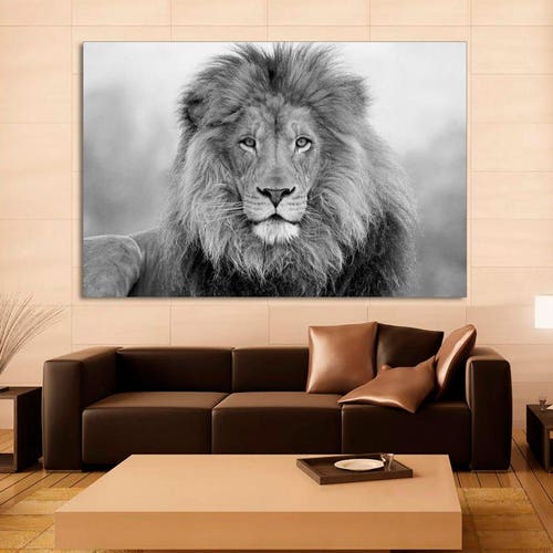Black and White Lion Wall Art Canvas Print Interior Design Etsy