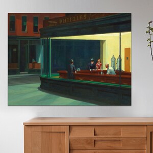 Nighthawks by Edward Hopper 1942, Large Nighthawks Canvas, Edward Hopper Canvas Art Print, Reproduction Home Decor, Canvas Art Ready to Hang