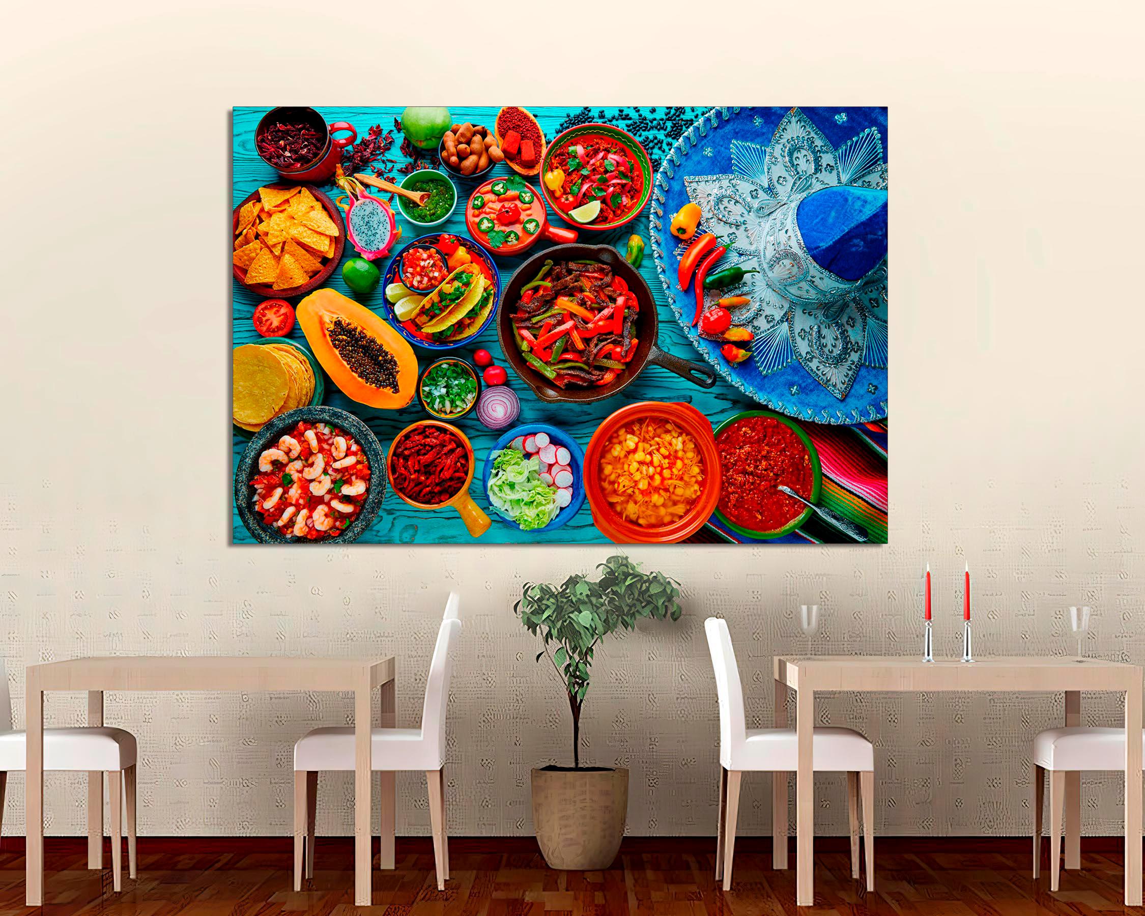 Mexican Food Mix Background, Canvas Art Wall Decor, Mexican Food Wall ...