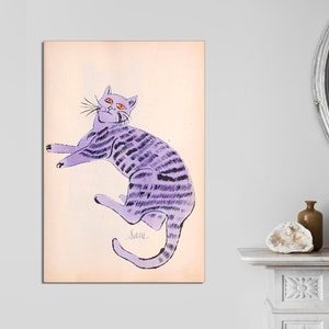 Andy Warhol Cat Canvas Prints, Pop Art Cats Warhol Art Cat Sam Cats Name Sam Andy Warhol Painting prints Cat Print, CANVAS Art Ready to Hang