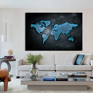 World Map Canvas Print, World Map Canvas, World Map Large Canvas, Abstract World map, Home decor, interior design, gift idea, Wall art,decor