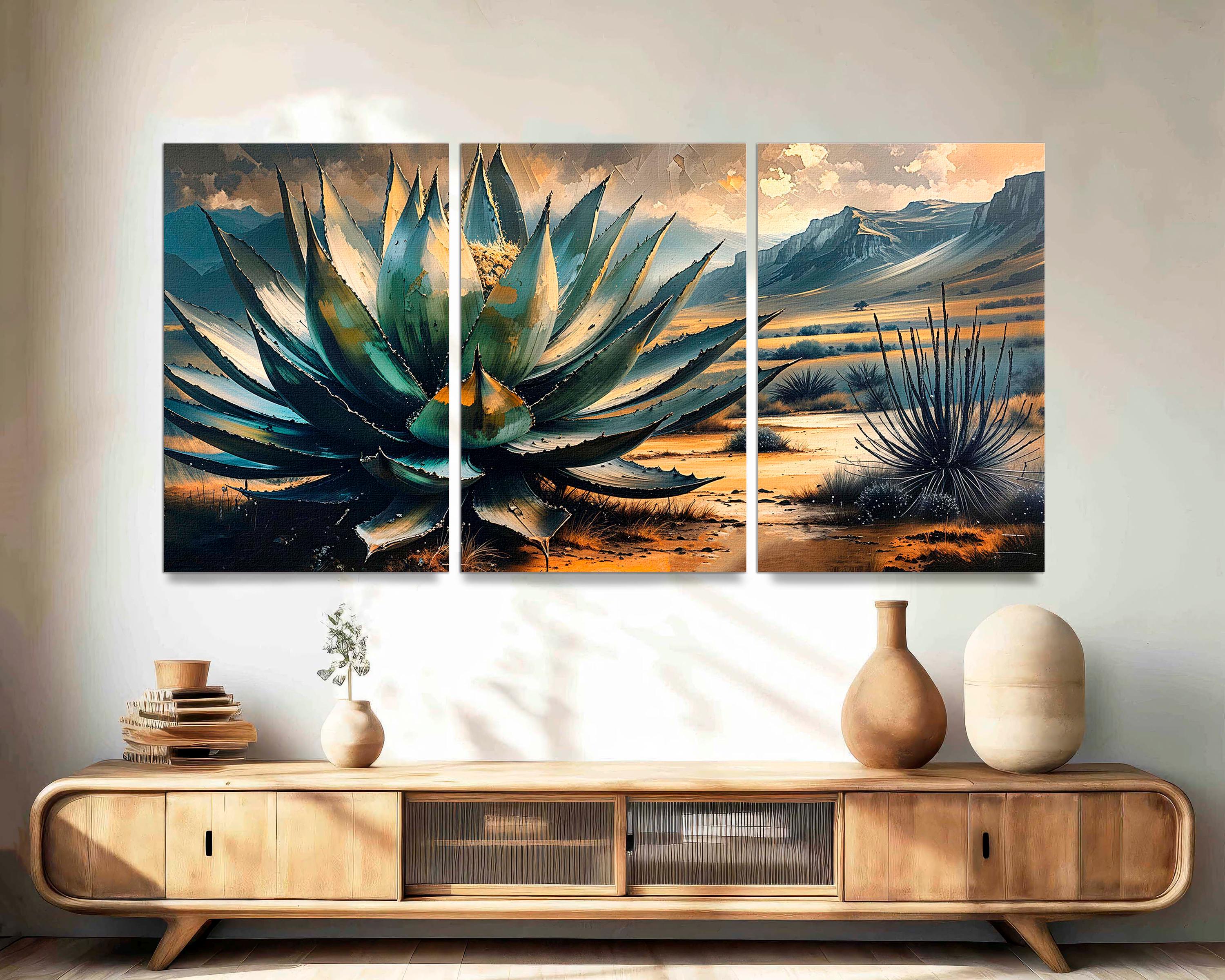 Agave Cactus Desert Canvas Print, Phoenix Sunset, Southwestern Wall Art ...