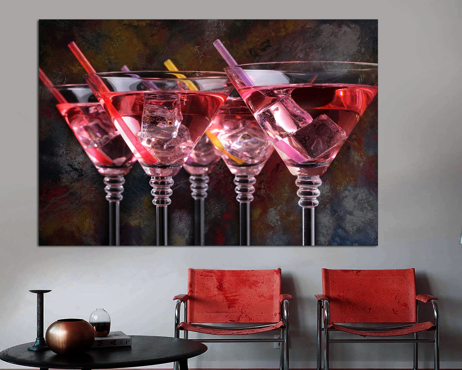 Bar Drinks Wall Art Alcohol Canvas Cocktail Drink Glasses Etsy