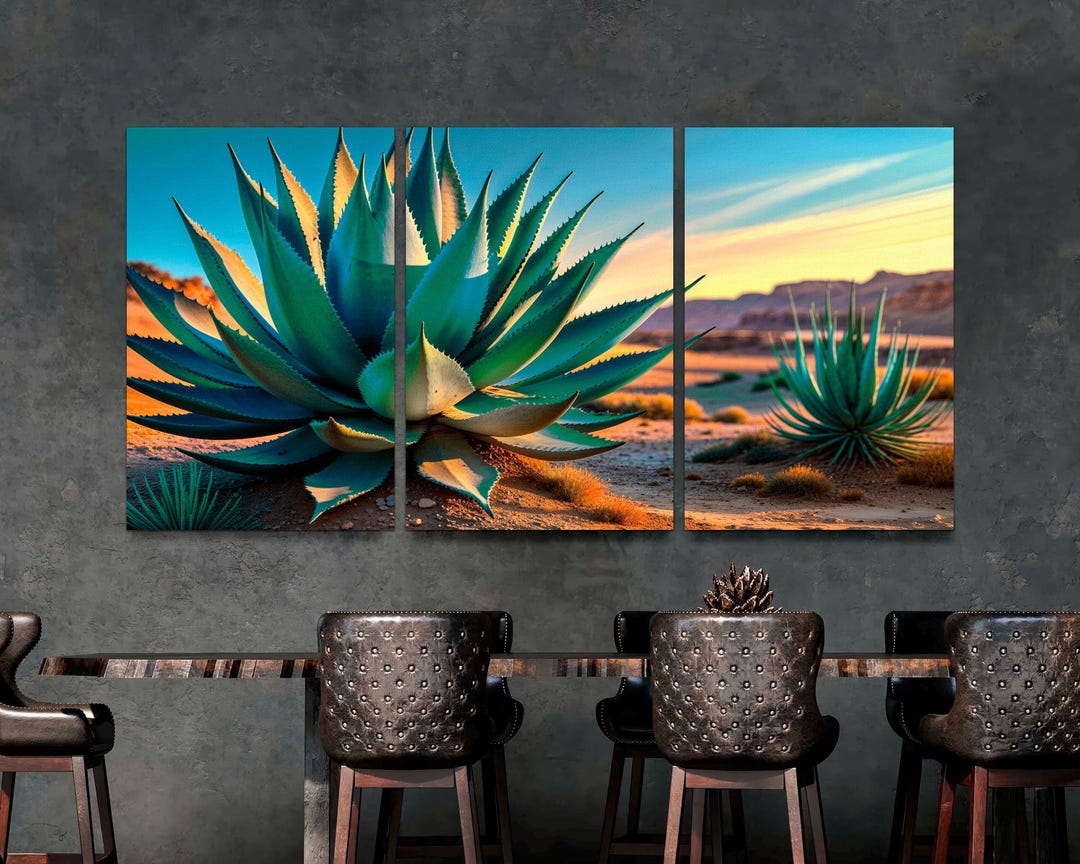 Agave Desert Southwestern Canvas Print, 3-panel Ready to Hang - Etsy