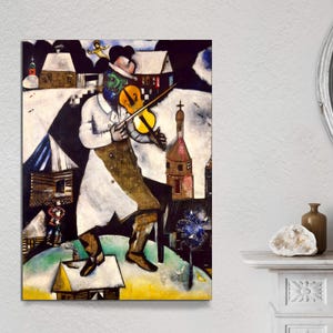 Marc Chagall Canvas Wall Art, Marc Chagall the Fiddler, Chagall Artwork, Expressionism Art, Home Office Art Decor Gift CANVAS Ready to Hang