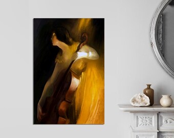 Violinist Canvas Print, Vintage Music Art, Ready to Hang