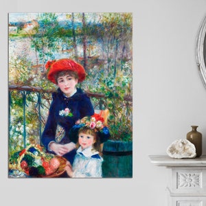 Two Sisters by Pierre-Auguste Renoir Art Canvas Framed Canvas Wall Art Office Decor and Decorations, Auguste Canvas Poster READY to HANG.