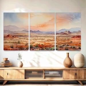 Arizona Desert Canvas Wall Art Southwestern Decor, 3-Panel Large Landscape Print, Nature Wall Art, Housewarming Gift, Wall Art Ready to Hang
