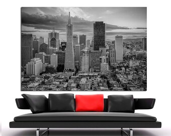 Black and White San Francisco Canvas Print, Ready to Hang,  San Francisco wall art, San Francisco Art,SF canvas print for office,home decor