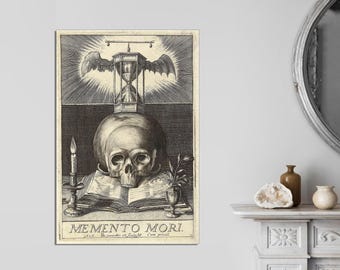 Memento Mori Canvas Print, Skull and Hourglass, 17th Century Art