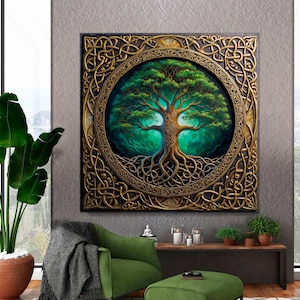 Celtic Tree of Life Wall Art, Yggdrasil Canvas, Mandala Wall Art, Norse Mythology Art, Spiritual Home Decor, Spiritual Symbolic Canvas Print