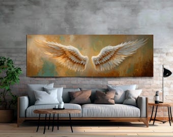 Angel Wings Canvas Print, Abstract Christian Art, Ready to Hang