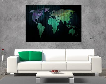 Abstract World Map Canvas Print, Large Wall Art