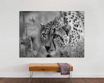 Black and White Leopard Canvas Print, Animal Wall Art, Ready to Hang