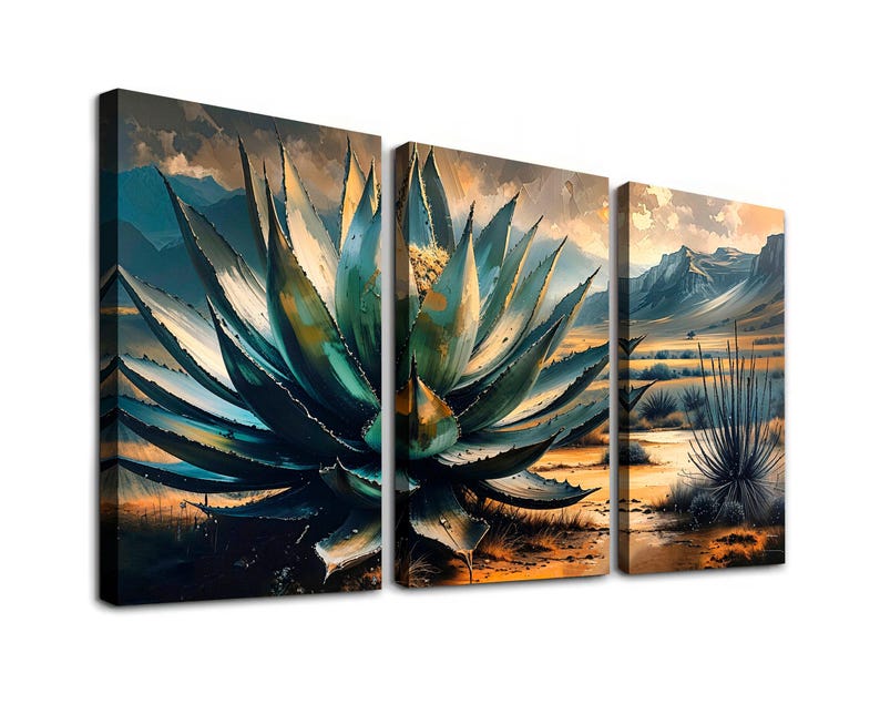 Agave Cactus Desert Canvas Print, Phoenix Sunset, Southwestern Wall Art ...