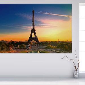 Sunrise in Paris, with the Eiffel Tower, Canvas Print, Home decor, interior design, gift idea, Wall art, decor, interior decoration, paris.