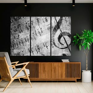 Music Notes Canvas Art, 3-panel Split, Ready to Hang - Etsy