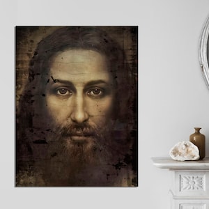 CANVAS Ready to Hang Shroud of Turin Real Face of Jesus Christ, Jesus Picture, Christ Picture, Canvas of Jesus Christian Jesus Face Canvas.