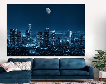 Downtown LA, Los Angeles City skyline Canvas Print, Ready to hang,  wall decor & interior design,  LA  City skyline canvas art,LA canvas art