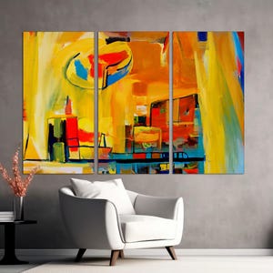 3-Panel Canvas, Modern Abstract Canvas, Large Home Wall Art Decor, Colorful Pattern Canvas Prints, Contemporary Art on CANVAS Ready to Hang.
