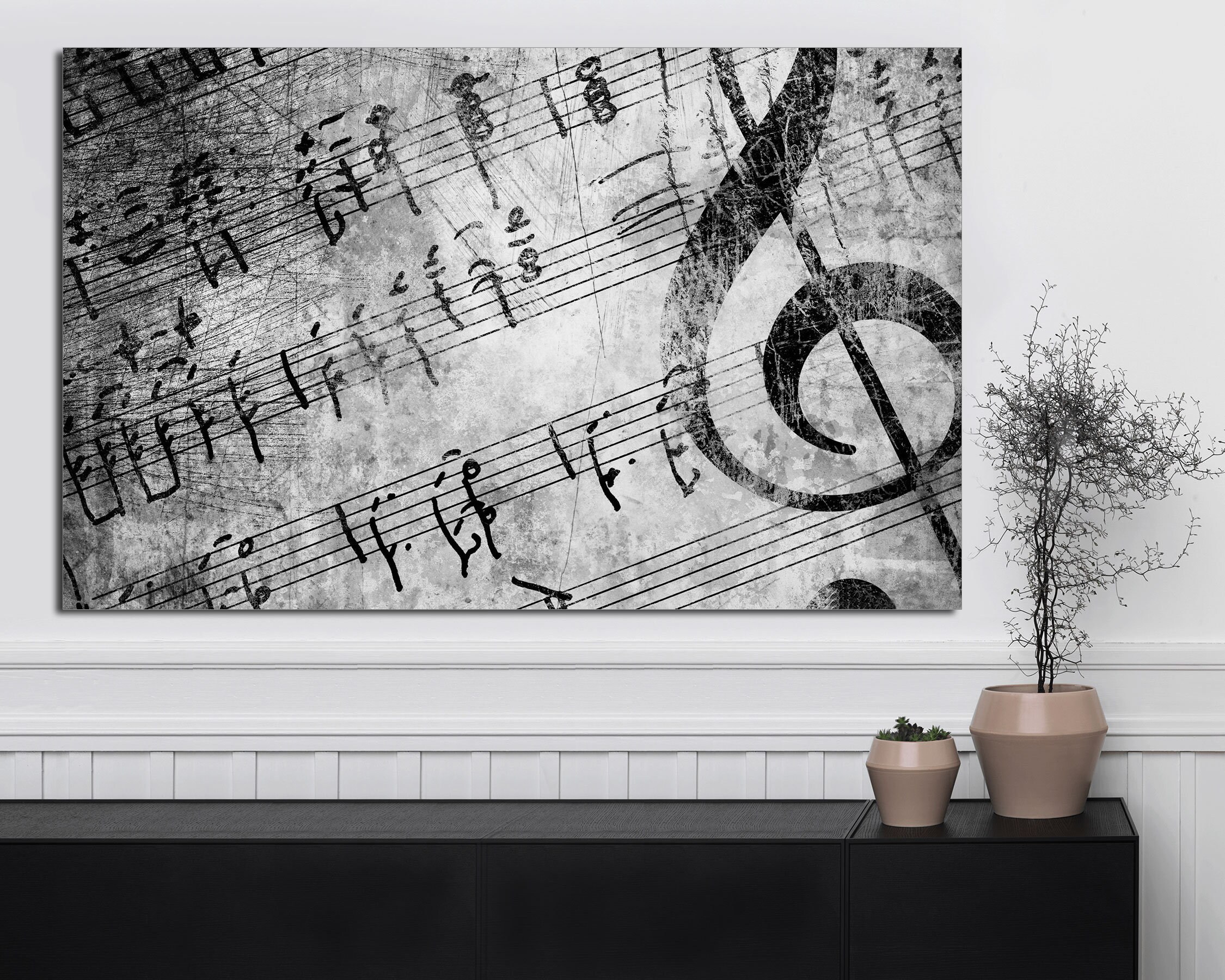 Vintage Music Sheet Canvas Print, Modern Office Wall Decor - Etsy